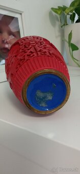 Starožitná čínska vyrezávaná váza z Cinnabaritu (rumelka) 18 - 8