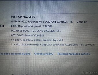 Notebook 15,6" Lenovo.AMD A6-9220 2x2,50GHz.8gb ram.120SSD - 8