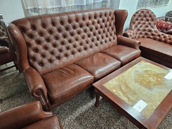 CHESTERFIELD ŠTÝL-WINGBACK-KOŽENÁ SEDAČKA - 8
