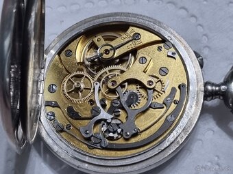 Strieborné, vreckové hodinky,chronograf. - 8