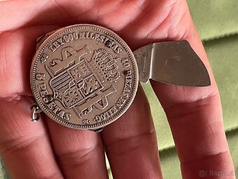 starožitny strieborný nožík 5 pesetas 1871 - 8