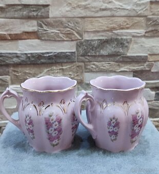 Růžový porcelán,2 hrníčky, Chodov - 8