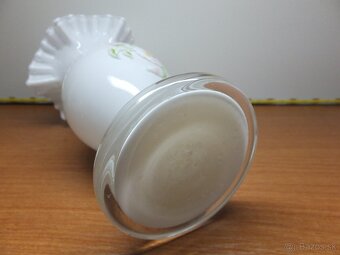 Krásná retro opálová váza s dekorem kytky. - 8