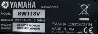 Yamaha SW 118V 8ohm 1200W/600W - 8