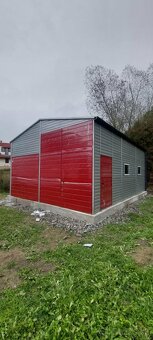 Plechová garáž / sklad 6×8 m – dvojspádová strecha, RAL 3011 - 8