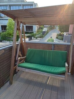 Drevená záhradná/balkónová hojdačka so strieškou - 8
