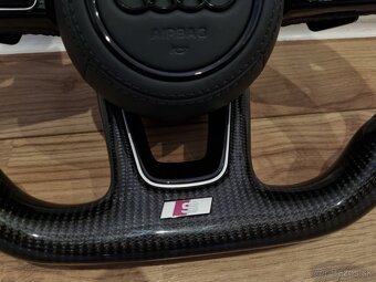 AUDI VOLANT KARBONOVY ZKOSENY s airbagom a RS padlami - 8