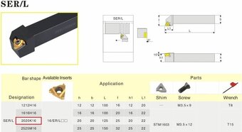 Závitové sústružnícke nože - vonkajšie / stúpanie 0,5-3mm - 8