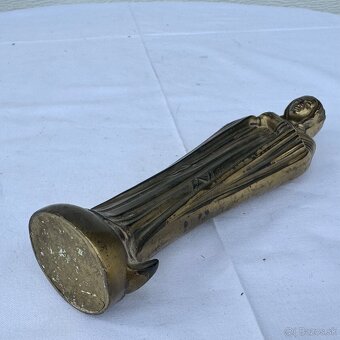 Stará kovová soška Panna Marie v barvě starého zlata - 8