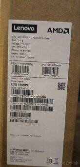 Lenovo LOQ 15ARP9 – Ryzen 7 / RTX 4070 / 24GB RAM / 1TB SSD - 8