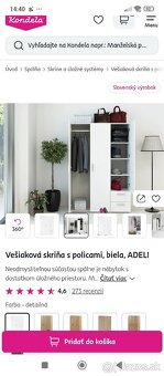 Predám skriňu šatníková -Biela - 8