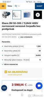Predám výkonné vodné čerpadlo EBARA 11kW 72m3/h - 8