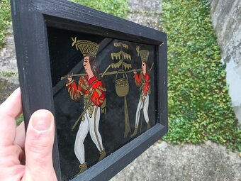 starožitný obraz maľba na skle Zbojníci - 8