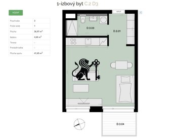 Na predaj 1-izbový byt s balkónom - D3 - 8