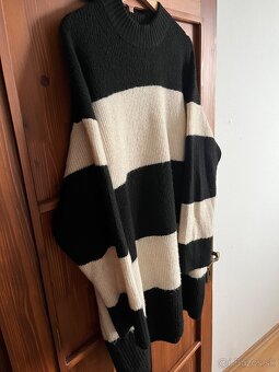 H&M dlhý pásikavý sveter L - 8