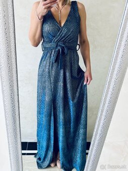 Spoločenské šaty metalic blue - 8