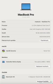 Macbook PRO 15, 2018, 6 jádro, I7, 16GB - 8