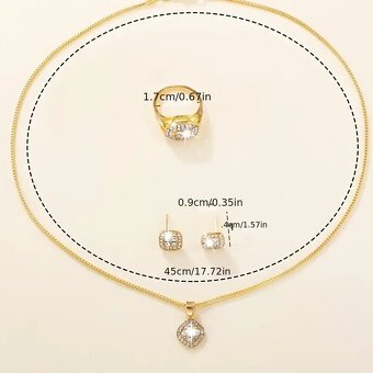 Dámsky 5-dielny kamienkový set, (zlatý, strieborný) - 8