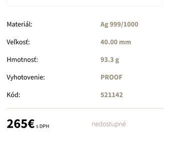 Strieborné mince - Fauna a Flóra na Slovensku + Pamätný list - 8