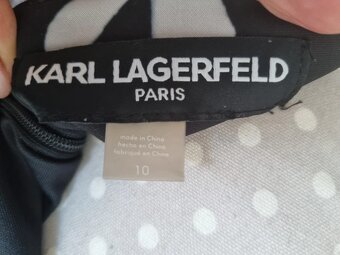 luxusné čierno sivo biele elastické šaty Karl Lagerfeld 40 - 8