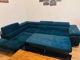 Rozkladací gauč, tyrkysová farba - 8