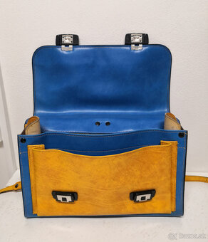 Retro školská taška s pravej kože zachovalá - 8