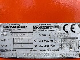 Minirýpadlo Kubota K008-3 1000 kg ako nové 2016 Dovoz Nórsk - 8