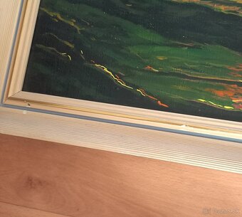 Malovany obraz na platne s drevenym ramom a pozlatenym pasom - 8