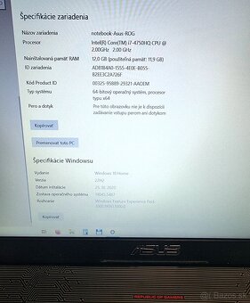 Predám notebook Asus ROG - 8