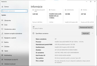 Na predaj 15,6" notebook HP 15, windows 10 home. - 8