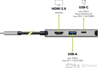 AlzaPower Metal USB‑C Dock Station 4v1 - 8