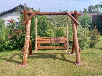 Drevená hojdačka. Dubová hojdačka. Záhradný nábytok. - 8