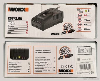 Aku pracovné svetlo WORX 20V WX026.9 s AKU a NABÍJAČKOU 150E - 8