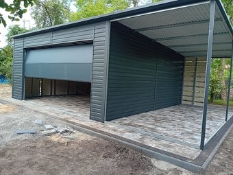 Plechová garáž 5,8 × 6 m + bočný prístrešok 2,5 m | SPG_0004 - 8