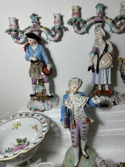 Starožitný porcelán svietnik misa socha - 8