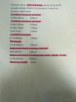 Plastové balkonové dvere 2-krídlové, zlatý dub/biela, nové - 8