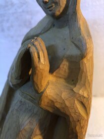 Stará krásna drevená nástenná socha MADONNA - 8