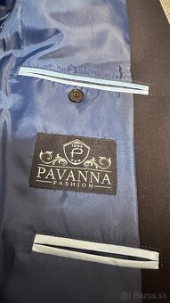 Tmavomodrý svadobný oblek + vesta Pavanna (ako nový) - 8