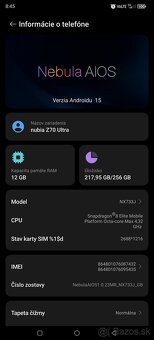 Predam/Vymenim ZTE nubia z70 ultra 12/256 gb 550€ - 8