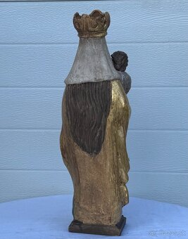 Dřevěná starožitná socha Panna Marie - 8