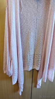 Ružové spoločenské šaty v. 38 a sveter, - 8