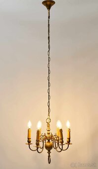 Elegantný holandský šesťramenný luster z liatej mosadze - 8