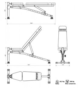 Nastaviteľná skladacia lavička MARBO SPORT MS-L114 - NOVÁ - 8