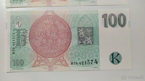 České bankovky 100Kčs 1997 UNC s. F, G a H - 8