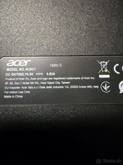 Predám herný  Acer Nitro 5 15,7” - 8