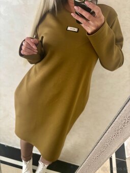 Damske talianske voľne šaty mustard - 8