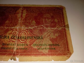 BANKOVKA 20 KČ 1919, VZÁCNÁ SÉRIE U, NEPERFOROVANÁ - 8