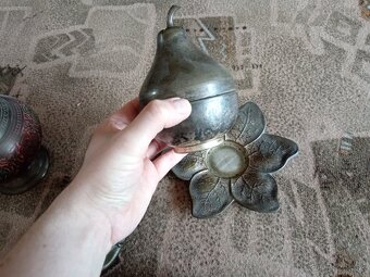 Starožitnosti, mosadzné, Váza , dóza na mince - 8