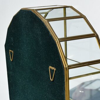 Vintage elegantná sklenená vitrínka so zrkadlom z Anglicka - 8