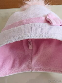 Zimná čiapka - biela s mašľou v.48-50 - 8